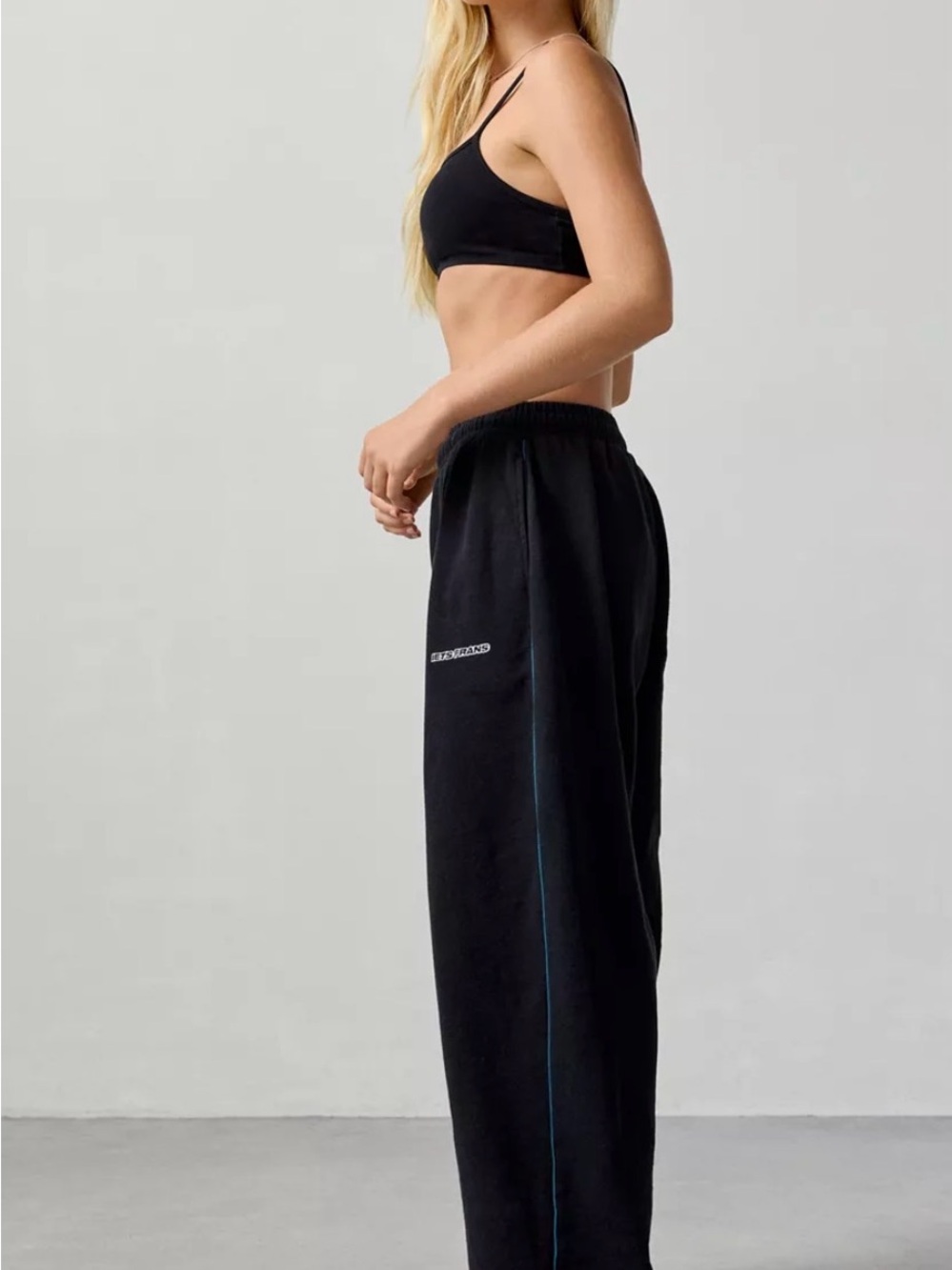 Iets Frans Black Women's Track Joggers with Subtle Side Piping. - Picture 3 of 6